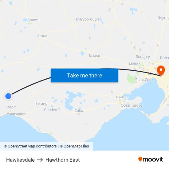 Hawkesdale to Hawthorn East map