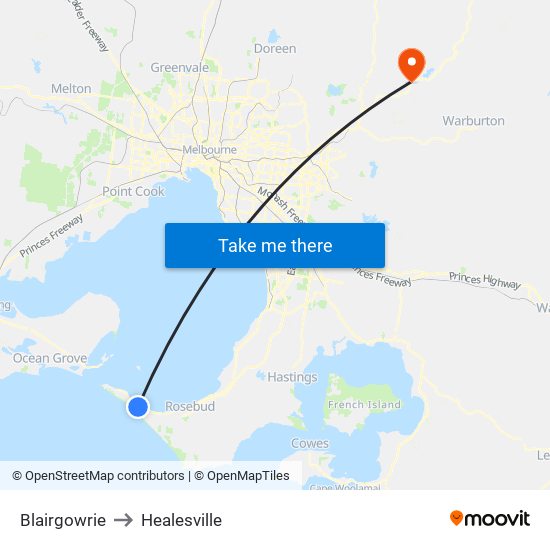 Blairgowrie to Healesville map