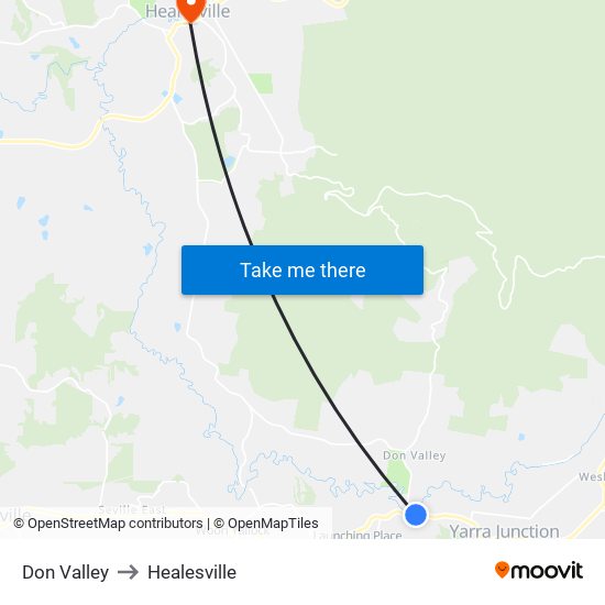 Don Valley to Healesville map