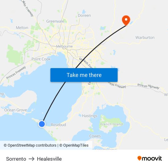 Sorrento to Healesville map