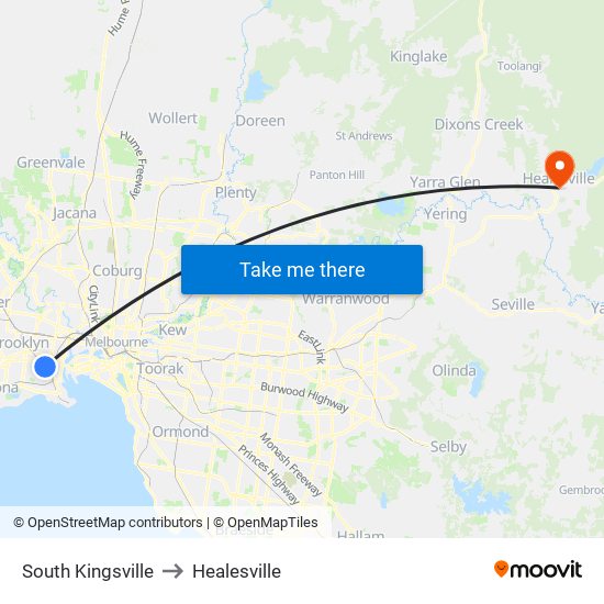 South Kingsville to Healesville map