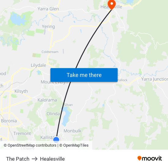 The Patch to Healesville map