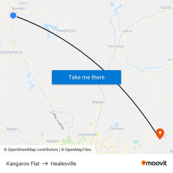 Kangaroo Flat to Healesville map