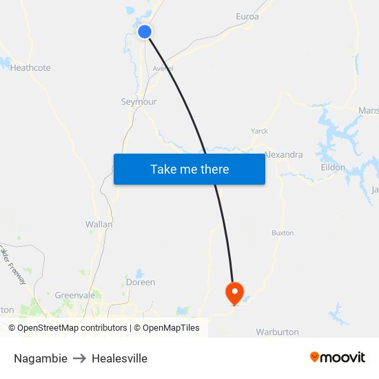 Nagambie to Healesville map