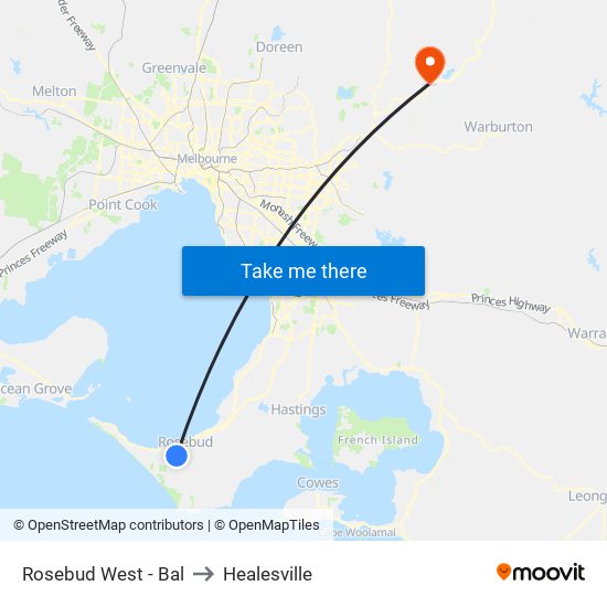 Rosebud West - Bal to Healesville map