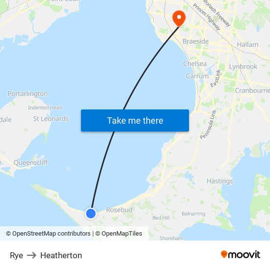 Rye to Heatherton map