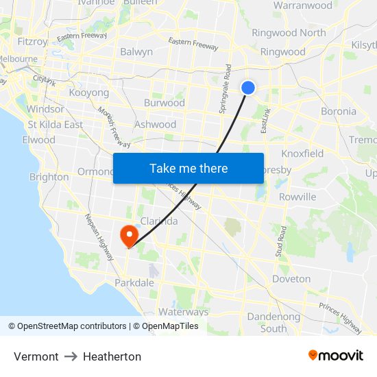 Vermont to Heatherton map