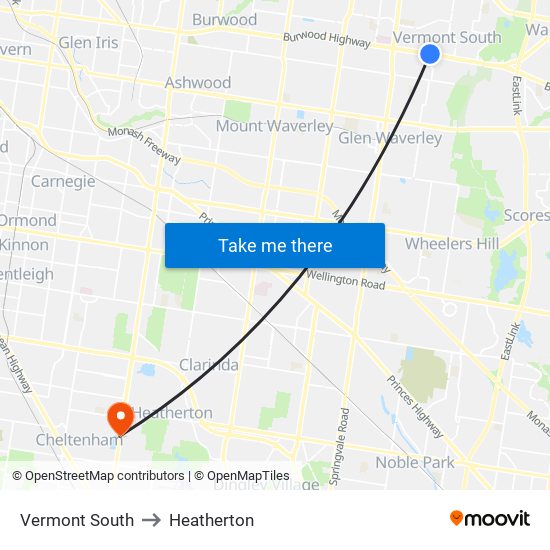 Vermont South to Heatherton map