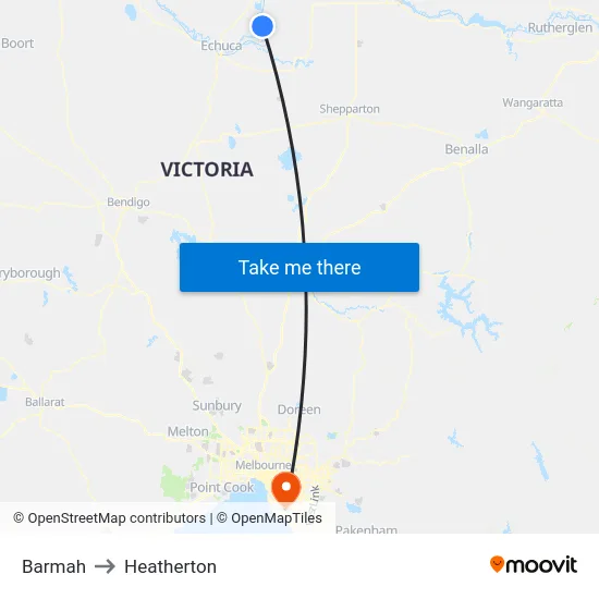Barmah to Heatherton map