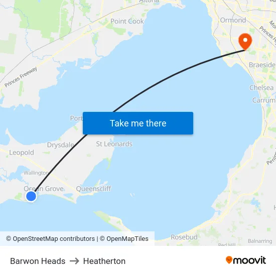 Barwon Heads to Heatherton map