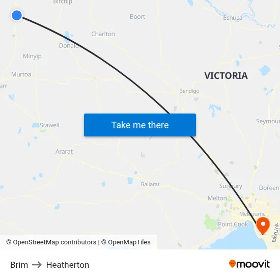 Brim to Heatherton map