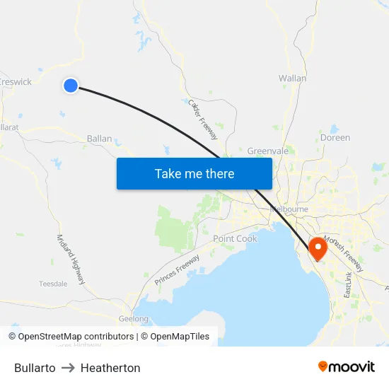 Bullarto to Heatherton map