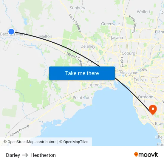 Darley to Heatherton map