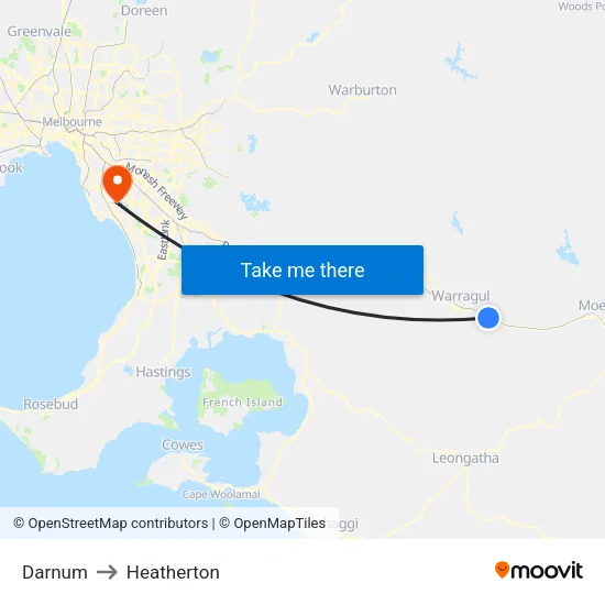 Darnum to Heatherton map