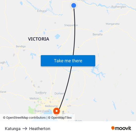 Katunga to Heatherton map
