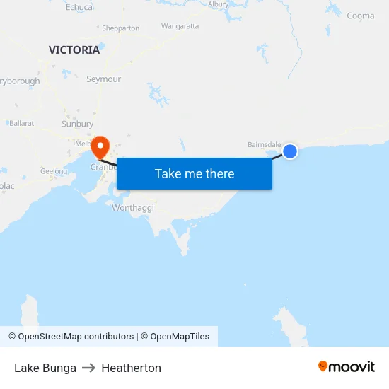 Lake Bunga to Heatherton map
