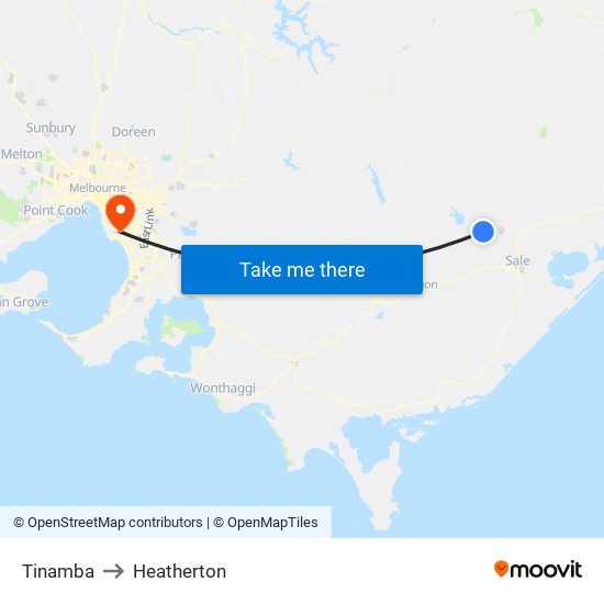 Tinamba to Heatherton map