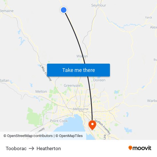 Tooborac to Heatherton map