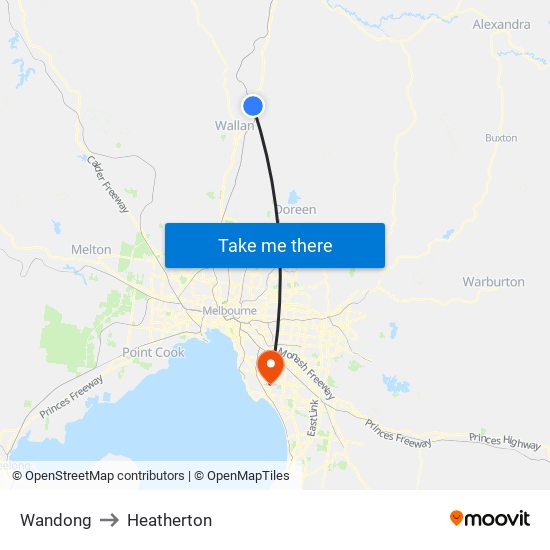 Wandong to Heatherton map