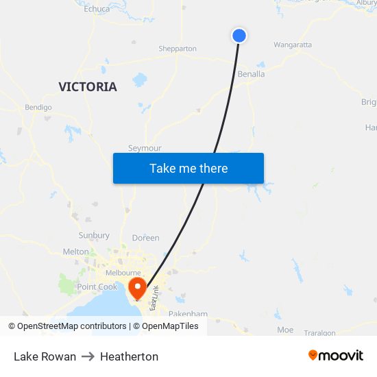 Lake Rowan to Heatherton map