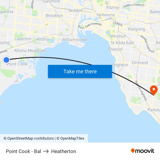 Point Cook - Bal to Heatherton map