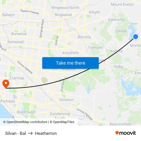 Silvan - Bal to Heatherton map