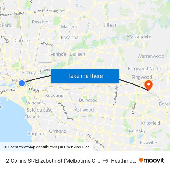 2-Collins St/Elizabeth St (Melbourne City) to Heathmont map