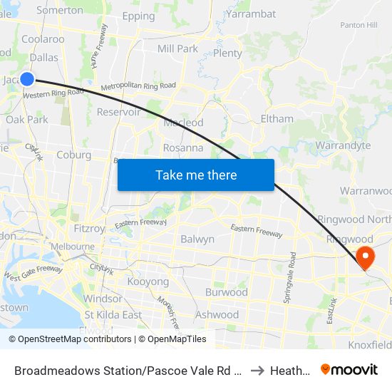 Broadmeadows Station/Pascoe Vale Rd (Broadmeadows) to Heathmont map