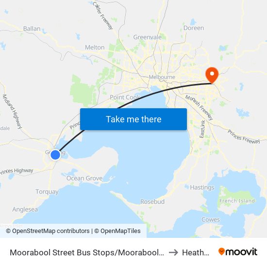 Moorabool Street Bus Stops/Moorabool St (Geelong) to Heathmont map