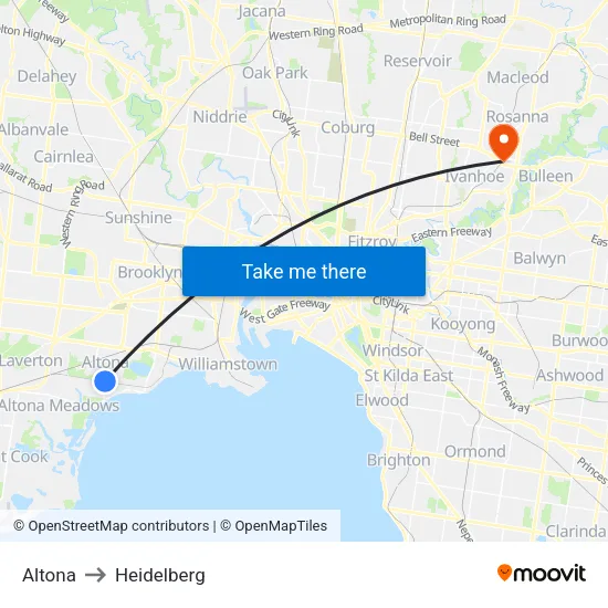 Altona to Heidelberg map