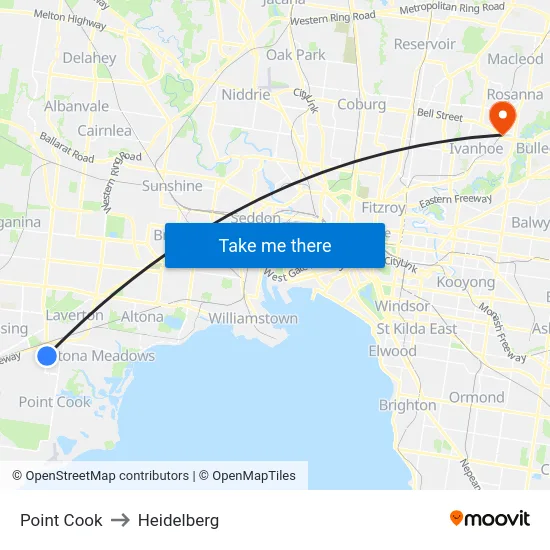 Point Cook to Heidelberg map