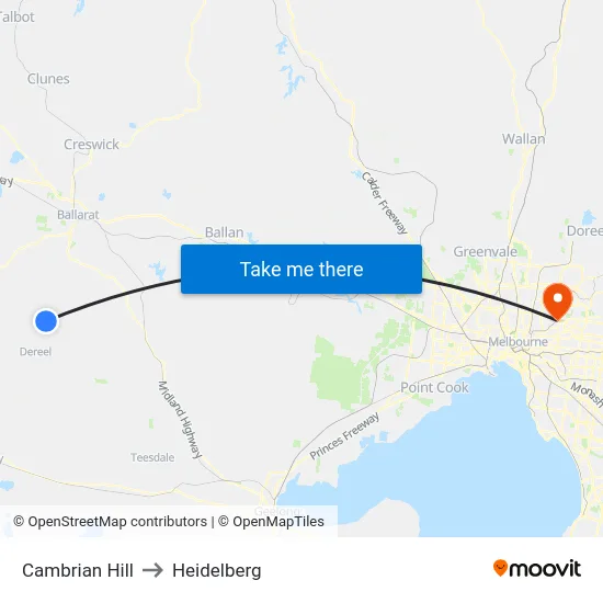 Cambrian Hill to Heidelberg map