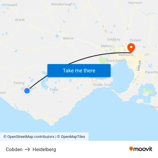 Cobden to Heidelberg map