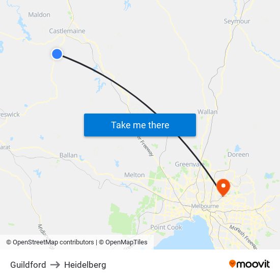 Guildford to Heidelberg map