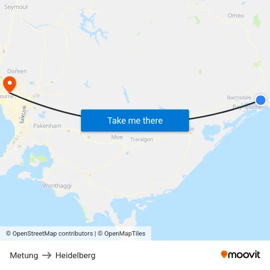 Metung to Heidelberg map