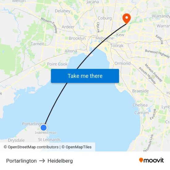Portarlington to Heidelberg map