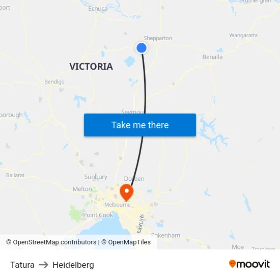 Tatura to Heidelberg map