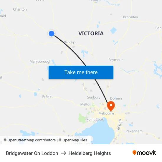 Bridgewater On Loddon to Heidelberg Heights map