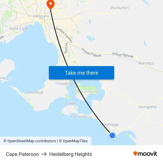 Cape Paterson to Heidelberg Heights map