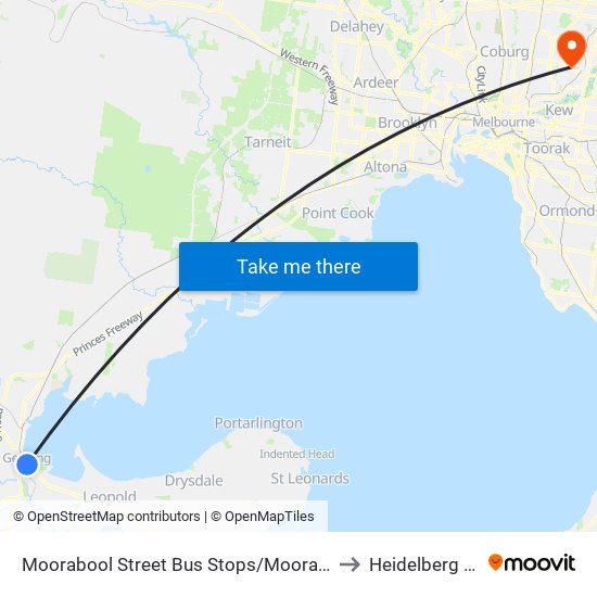 Moorabool Street Bus Stops/Moorabool St (Geelong) to Heidelberg Heights map