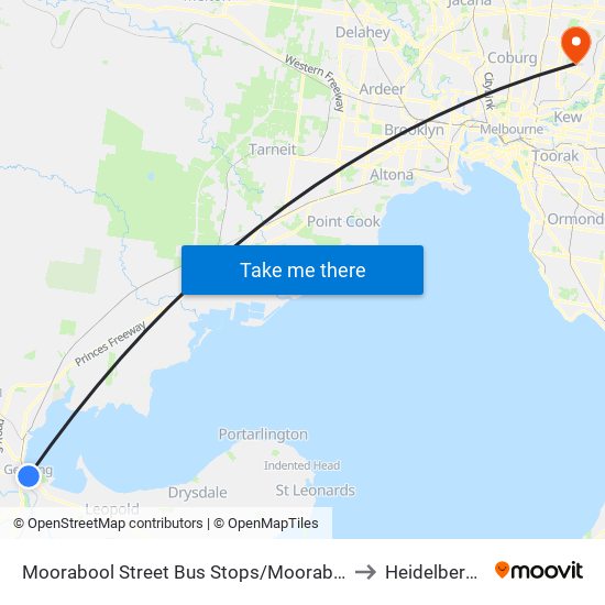 Moorabool Street Bus Stops/Moorabool St (Geelong) to Heidelberg West map