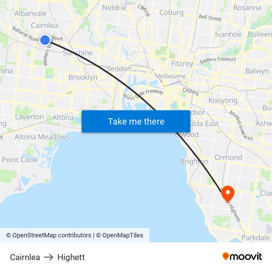 Cairnlea to Highett map