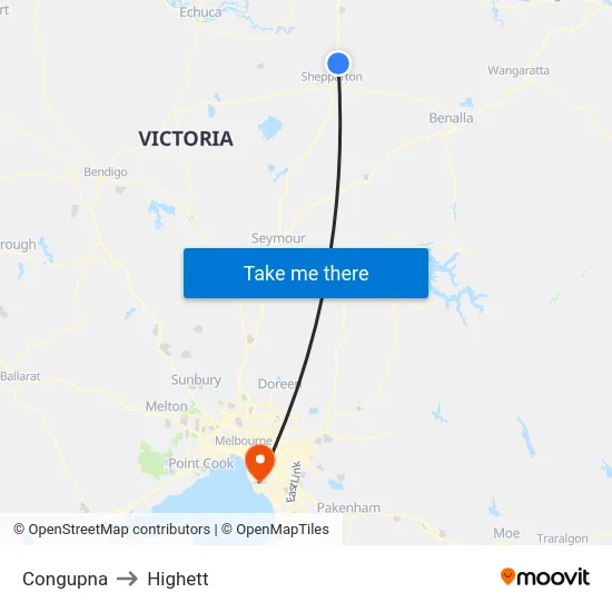 Congupna to Highett map