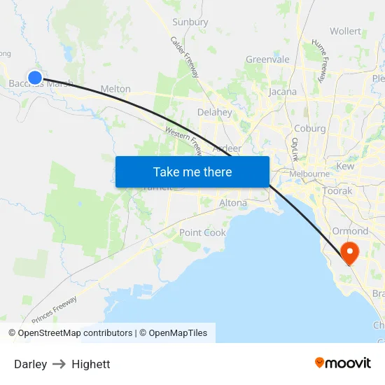 Darley to Highett map