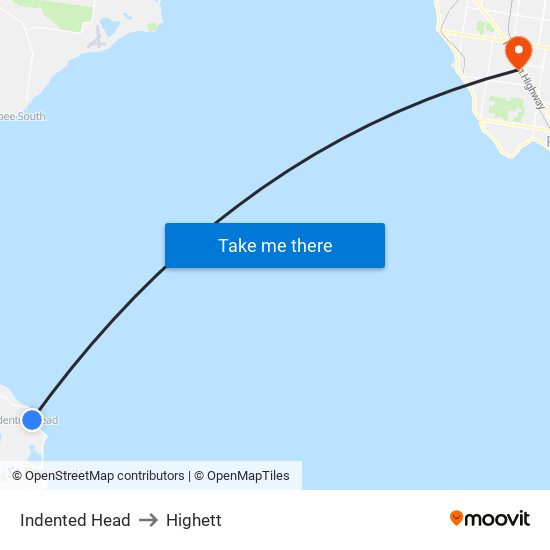 Indented Head to Highett map