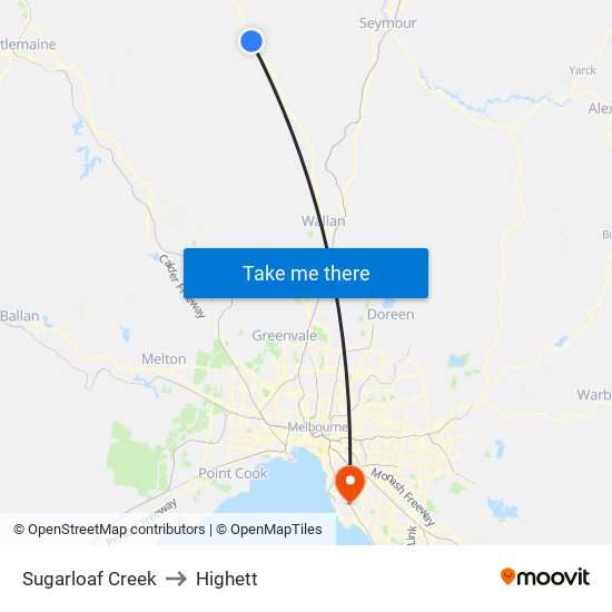 Sugarloaf Creek to Highett map