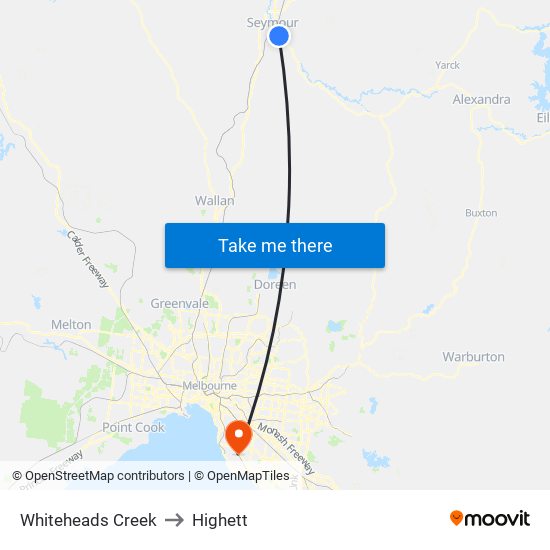 Whiteheads Creek to Highett map