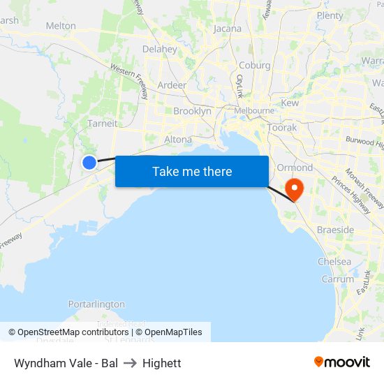 Wyndham Vale - Bal to Highett map