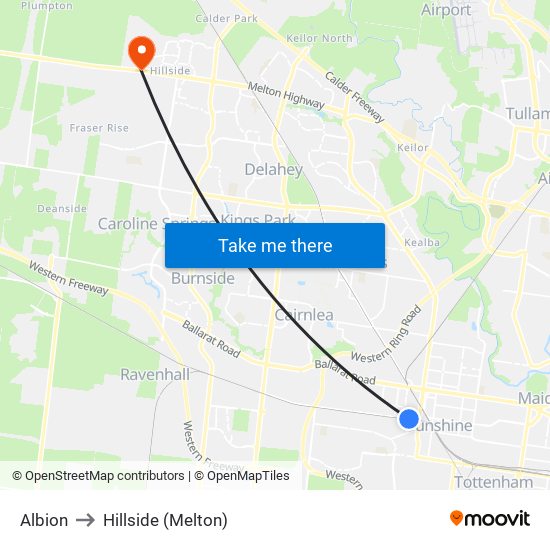 Albion to Hillside (Melton) map