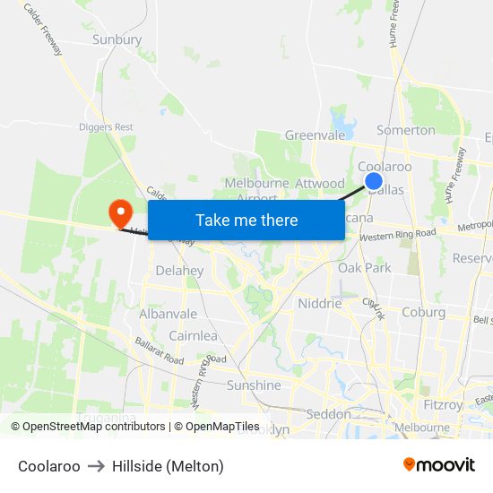 Coolaroo to Hillside (Melton) map